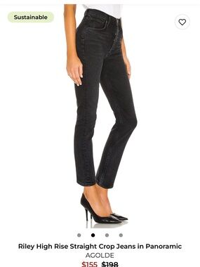Agolde Riley High Rise Straight Crop Jeans — Panoramic Black